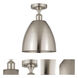 Edison Metal Bristol 1 Light 9 inch Brushed Satin Nickel Semi-Flush Mount Ceiling Light