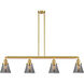 Franklin Restoration Small Cone LED 50.88 inch Satin Gold Island Light Ceiling Light in Plated Smoke Glass, Franklin Restoration