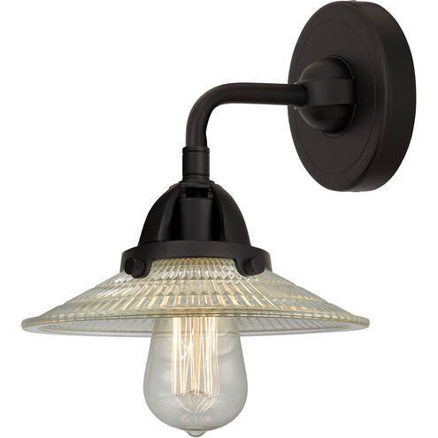 Nouveau 2 Halophane LED 9 inch Matte Black Sconce Wall Light in Clear Halophane Glass