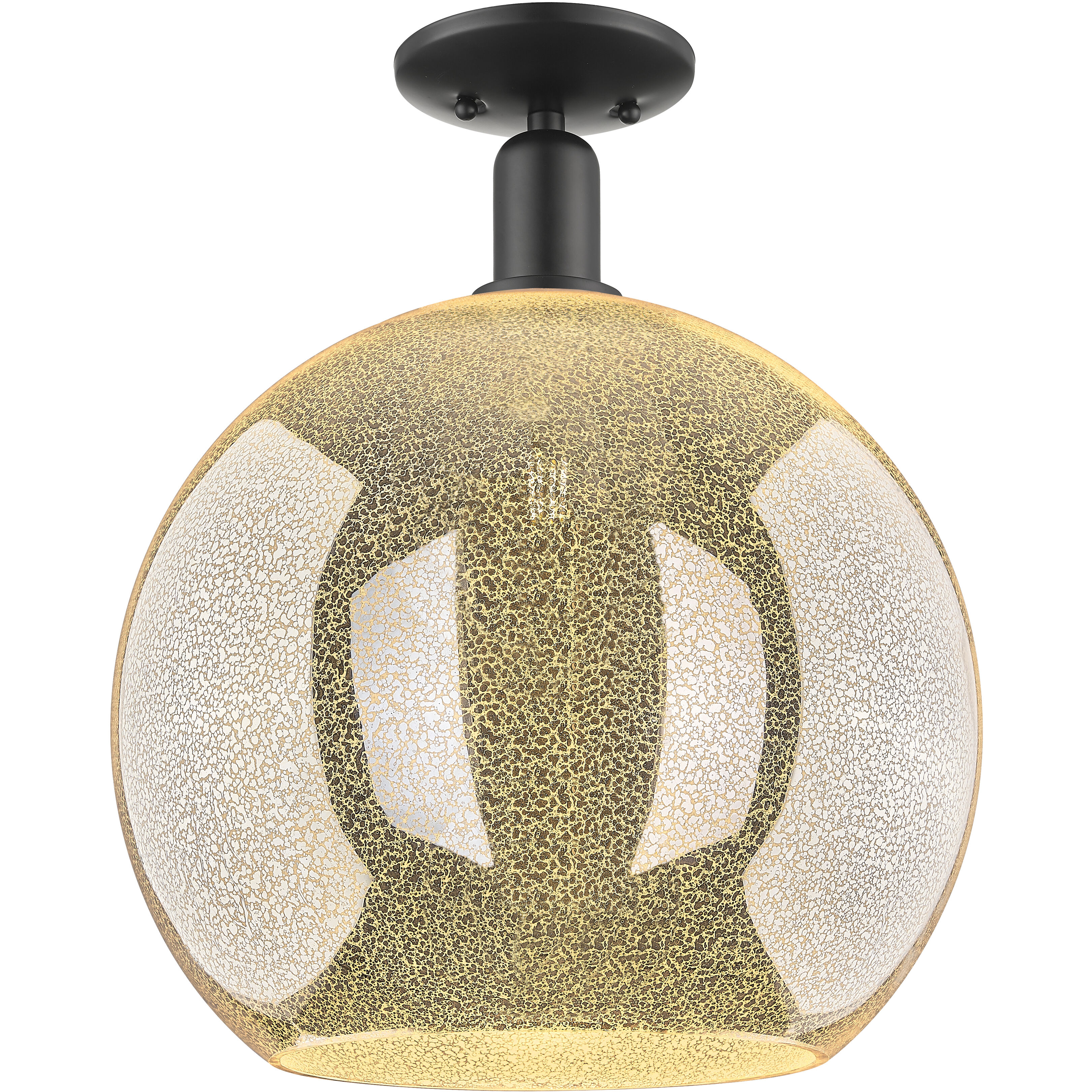 Arcadia Athens 1 Light 13.75 inch Matte Black Semi-Flush Mount Ceiling Light in Mercury