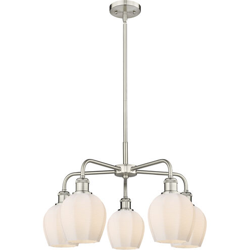 Norfolk 5 Light 23.75 inch Satin Nickel and Matte White Chandelier Ceiling Light