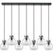 Newton Sphere 7 Light 51.75 inch Matte Black Linear Pendant Ceiling Light in Seedy Glass