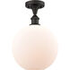 Ballston Large Athens 1 Light 10 inch Oil Rubbed Bronze Semi-Flush Mount Ceiling Light in Matte White Glass, Ballston