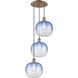 Ballston Brookhaven Sphere 3 Light 17 inch Antique Copper Multi Pendant Ceiling Light in Sapphire Blue Glass