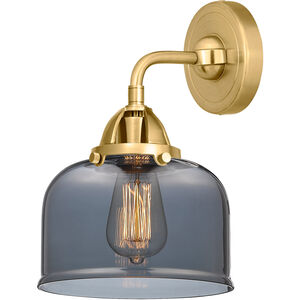 Nouveau 2 Large Bell LED 8 inch Satin Gold Sconce Wall Light in Plated Smoke Glass