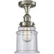Edison Canton 1 Light 6 inch Brushed Satin Nickel Semi-Flush Mount Ceiling Light in Seedy Glass
