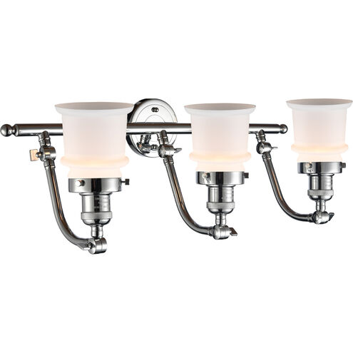 Franklin Restoration Small Canton LED 28 inch Polished Chrome Bath Vanity Light Wall Light in Matte White Glass, Franklin Restoration