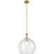 Astor 1 Light 14 inch Brushed Brass Pendant Ceiling Light in Seedy Glass