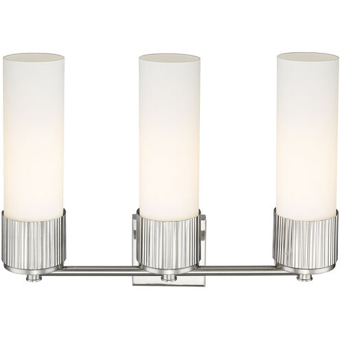 Bolivar 3 Light 20.5 inch Satin Nickel Bath Vanity Light Wall Light in Matte White Glass