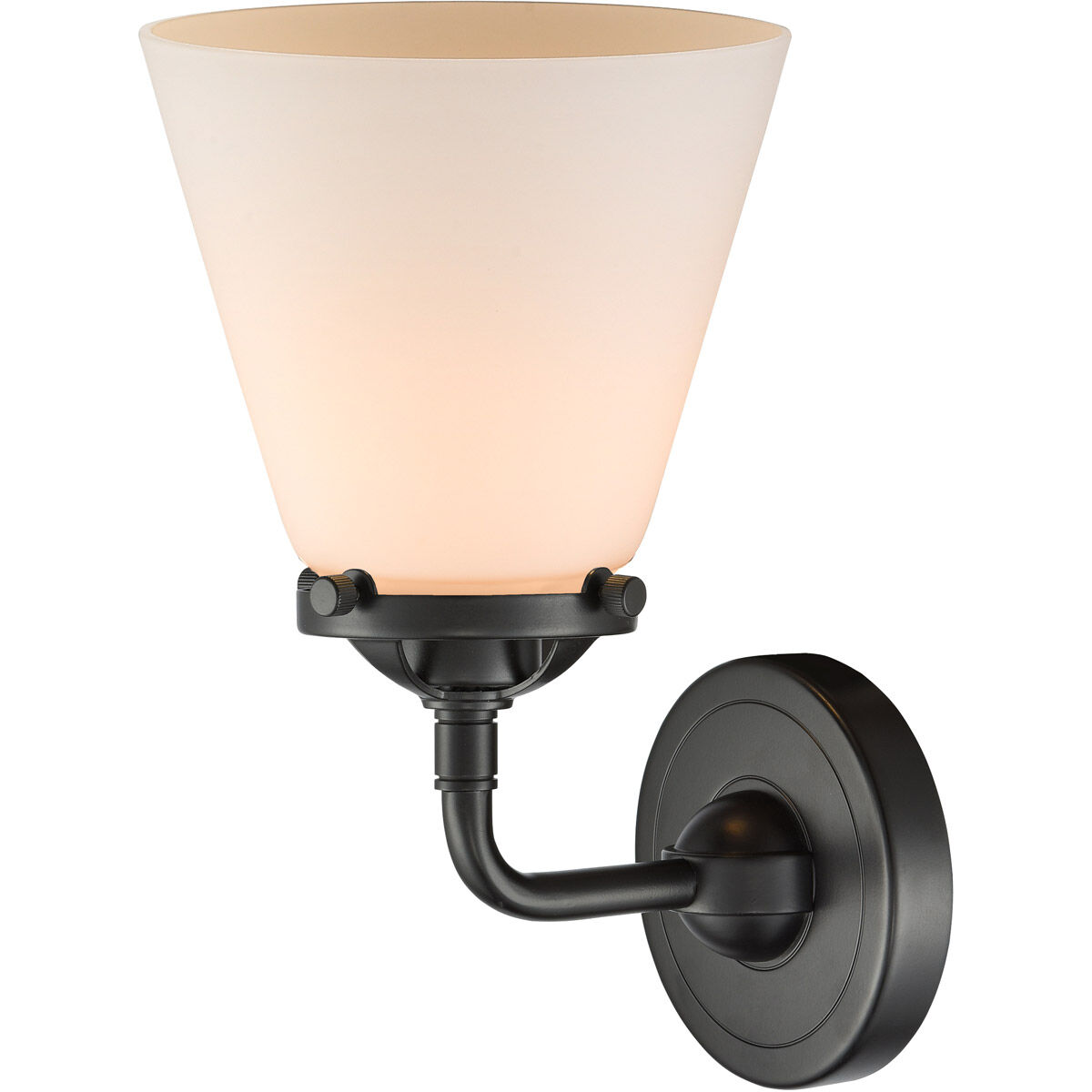 Nouveau Small Cone 1 Light 6 inch Oil Rubbed Bronze Sconce Wall Light in Matte White Glass, Nouveau