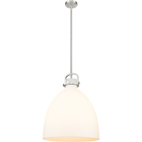 Newton Bell 1 Light 18 inch Satin Nickel Pendant Ceiling Light in Matte White Glass