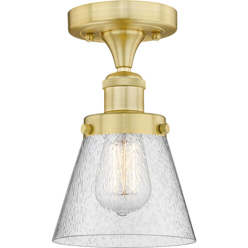 Cone 1 Light 6.25 inch Satin Gold Semi-Flush Mount Ceiling Light