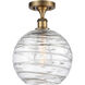 Ballston Large Deco Swirl LED 10 inch Brushed Brass Semi-Flush Mount Ceiling Light, Ballston
