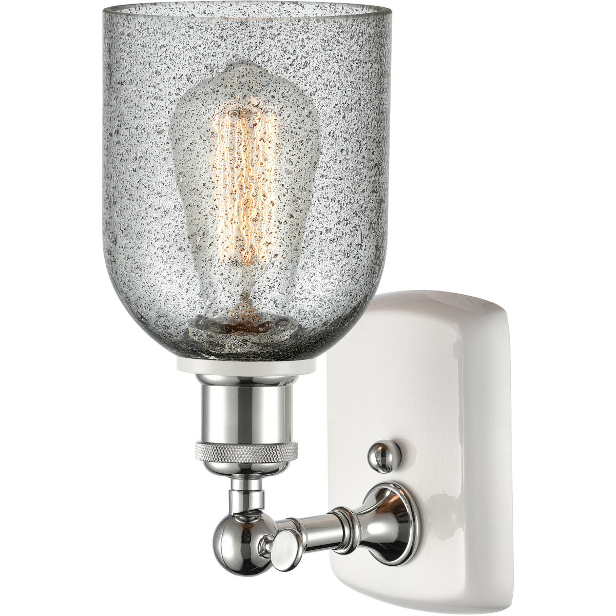 Ballston Caledonia LED 5 inch White and Polished Chrome Sconce Wall Light in Charcoal Glass, Ballston