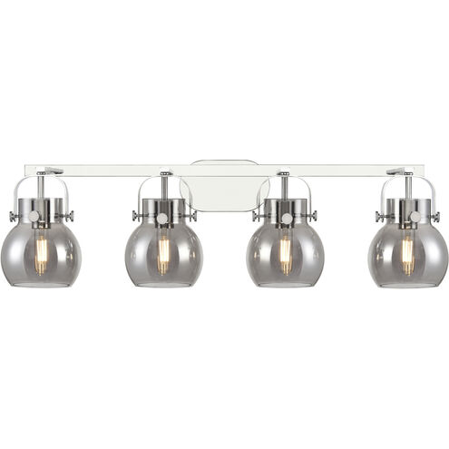 Pilaster II Sphere 4 Light 36.5 inch Polished Chrome Bath Vanity Light Wall Light in Plated Smoke Glass