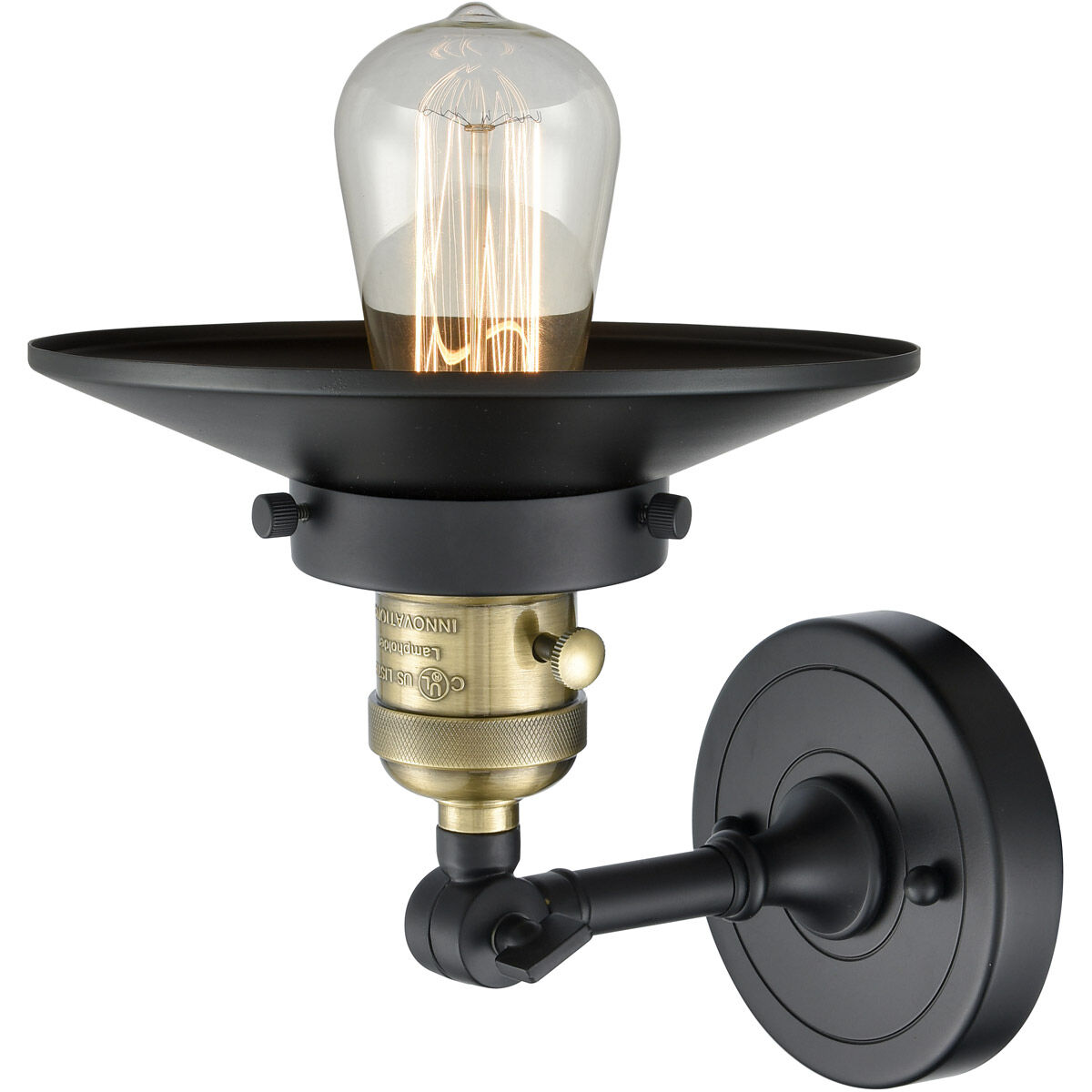 Franklin Restoration Railroad LED 8 inch Black Antique Brass Sconce Wall Light, Franklin Restoration