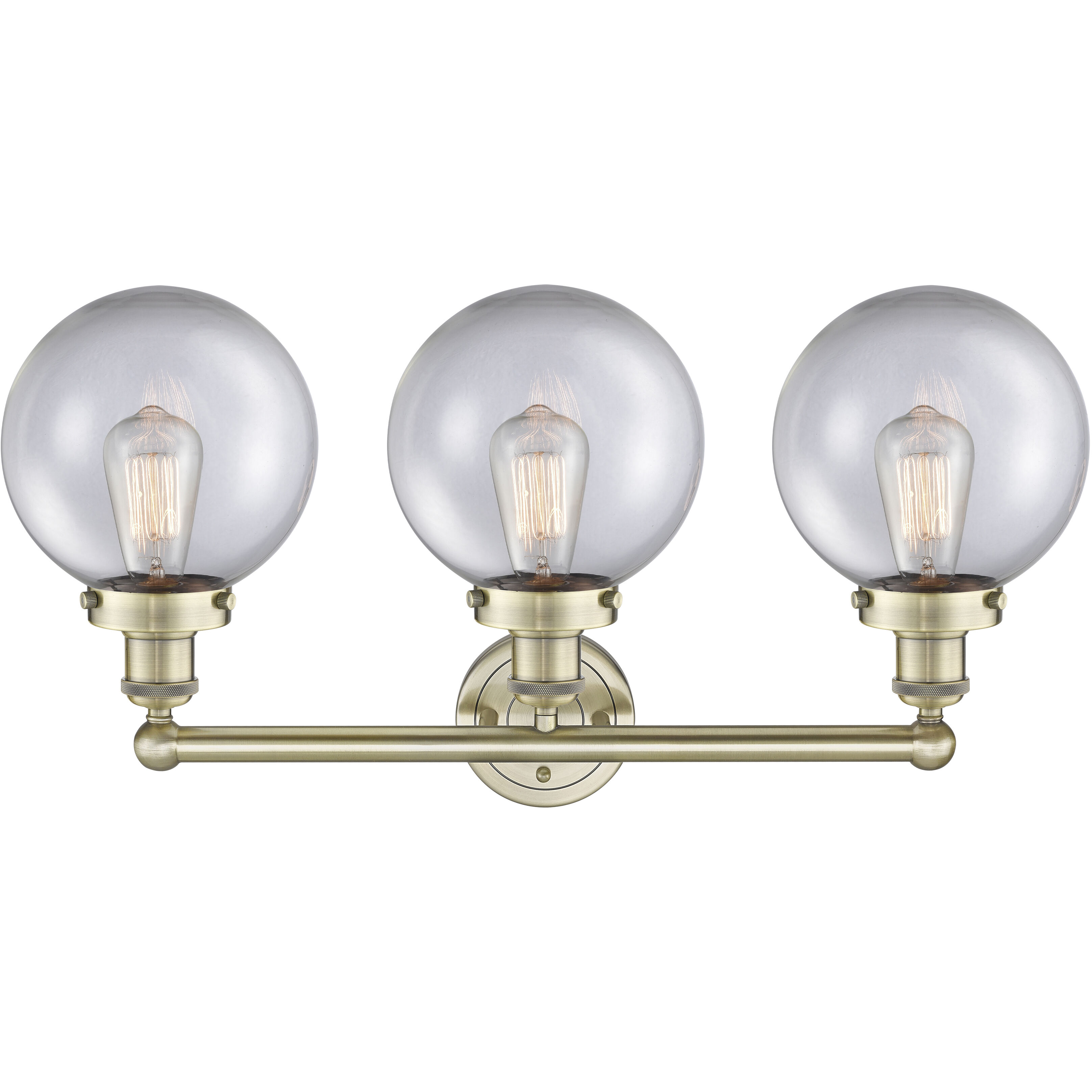 Beacon 3 Light 24.5 inch Antique Brass Bath Vanity Light Wall Light in Clear