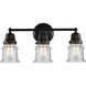 Aditi Small Canton 3 Light 21.25 inch Matte Black Bath Vanity Light Wall Light, Aditi