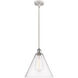 Ballston Cone 1 Light 12 inch White and Polished Chrome Mini Pendant Ceiling Light in Seedy Glass