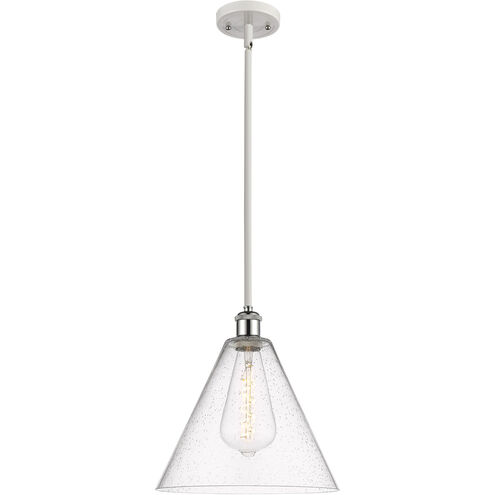 Ballston Cone 1 Light 12 inch White and Polished Chrome Mini Pendant Ceiling Light in Seedy Glass