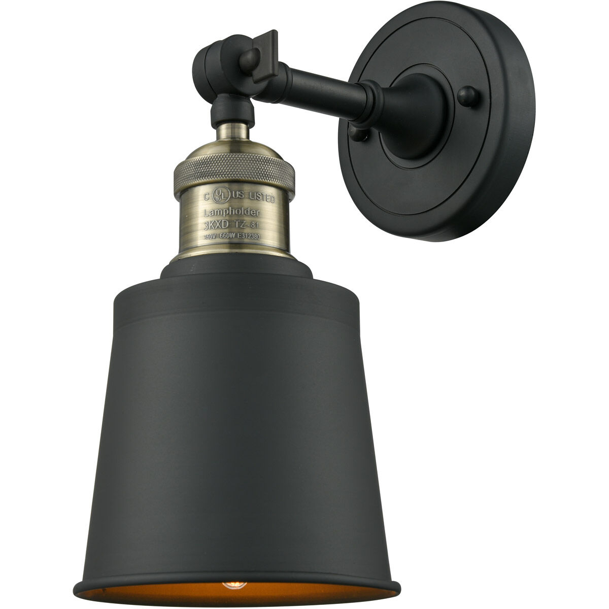 Franklin Restoration Addison LED 5 inch Black Antique Brass Semi-Flush Mount Ceiling Light in Matte Black, Franklin Restoration