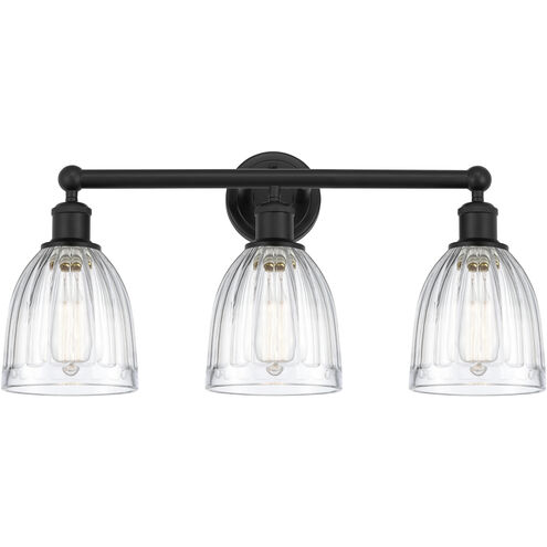 Edison Brookfield 3 Light 24 inch Matte Black Bath Vanity Light Wall Light in Clear Glass