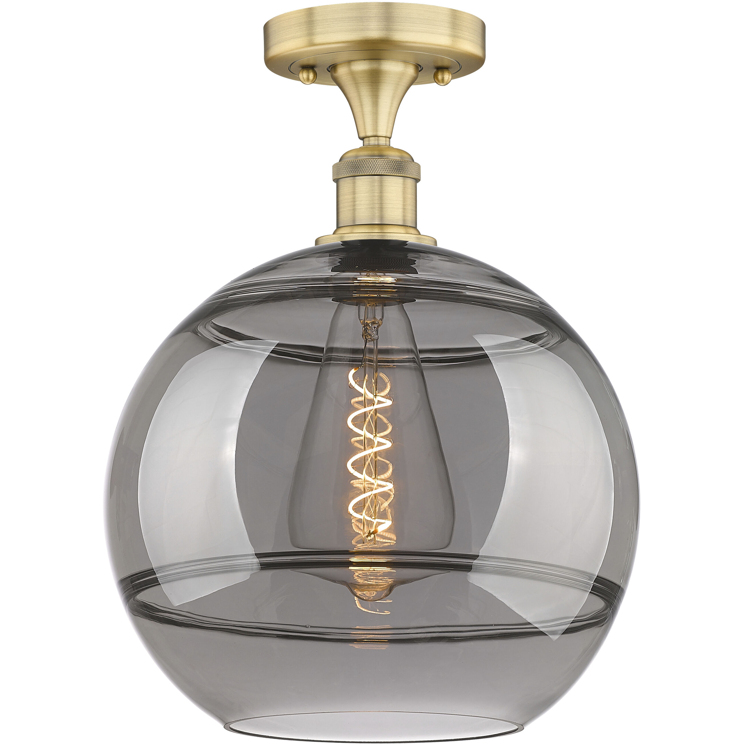 Edison Rochester 1 Light 12 inch Brushed Brass Semi-Flush Mount Ceiling Light