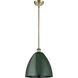 Ballston Plymouth Dome 1 Light 12 inch Antique Brass Pendant Ceiling Light in Matte Green