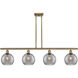 Ballston Deco Swirl 4 Light 48 inch Brushed Brass Island Light Ceiling Light, Ballston