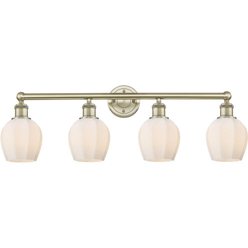 Norfolk 4 Light 32.75 inch Antique Brass and Matte White Bath Vanity Light Wall Light