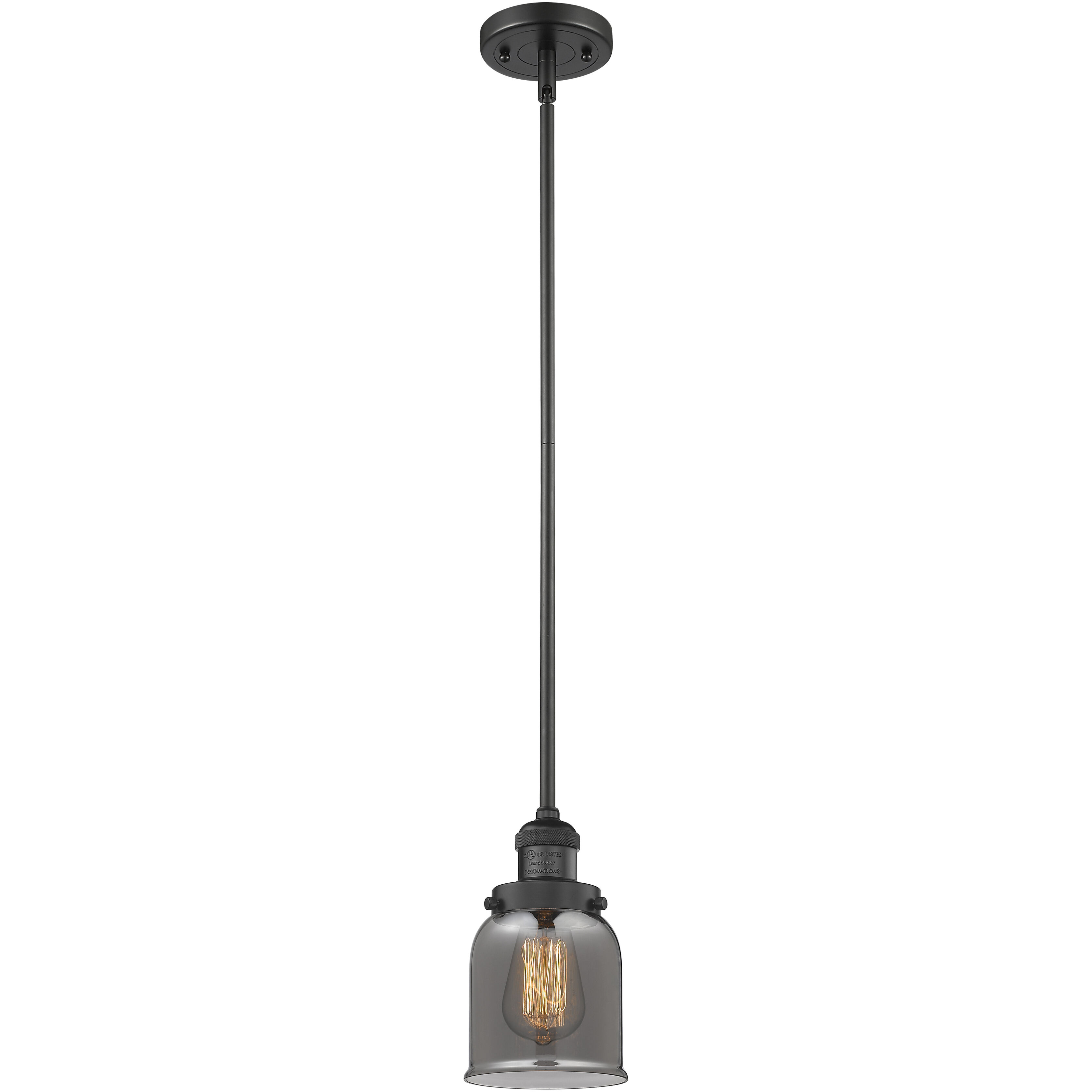 Franklin Restoration Bell 1 Light 5 inch Matte Black Mini Pendant Ceiling Light in Incandescent, Plated Smoke, Franklin Restoration