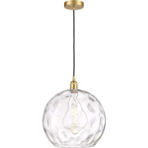Edison Athens Water Glass 1 Light 14 inch Satin Gold Pendant Ceiling Light