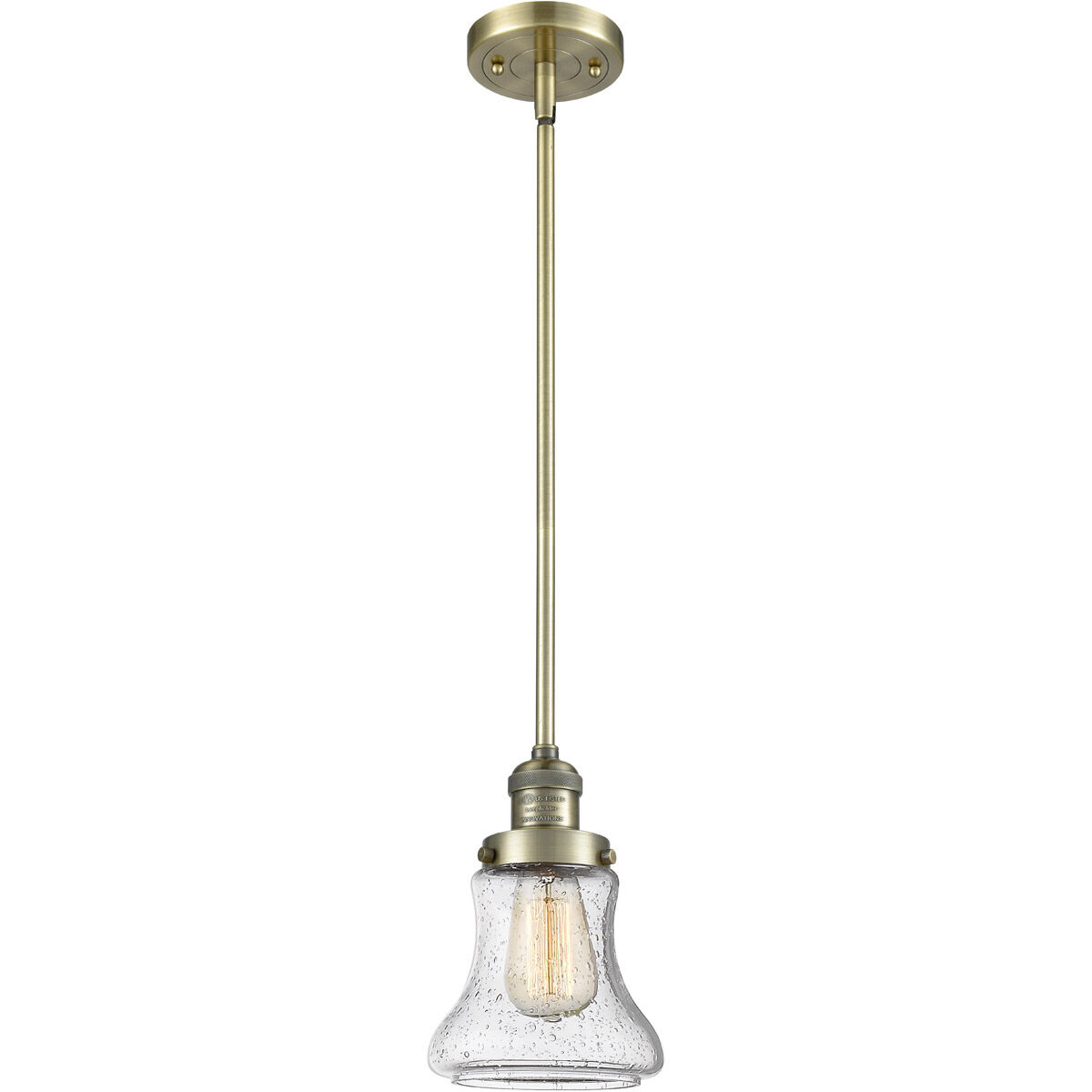 Franklin Restoration Bellmont 1 Light 7 inch Antique Brass Mini Pendant Ceiling Light in Incandescent, Seedy Glass, Franklin Restoration