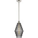 Ballston Cascade LED 8.25 inch Polished Nickel Mini Pendant Ceiling Light in Plated Smoke Glass