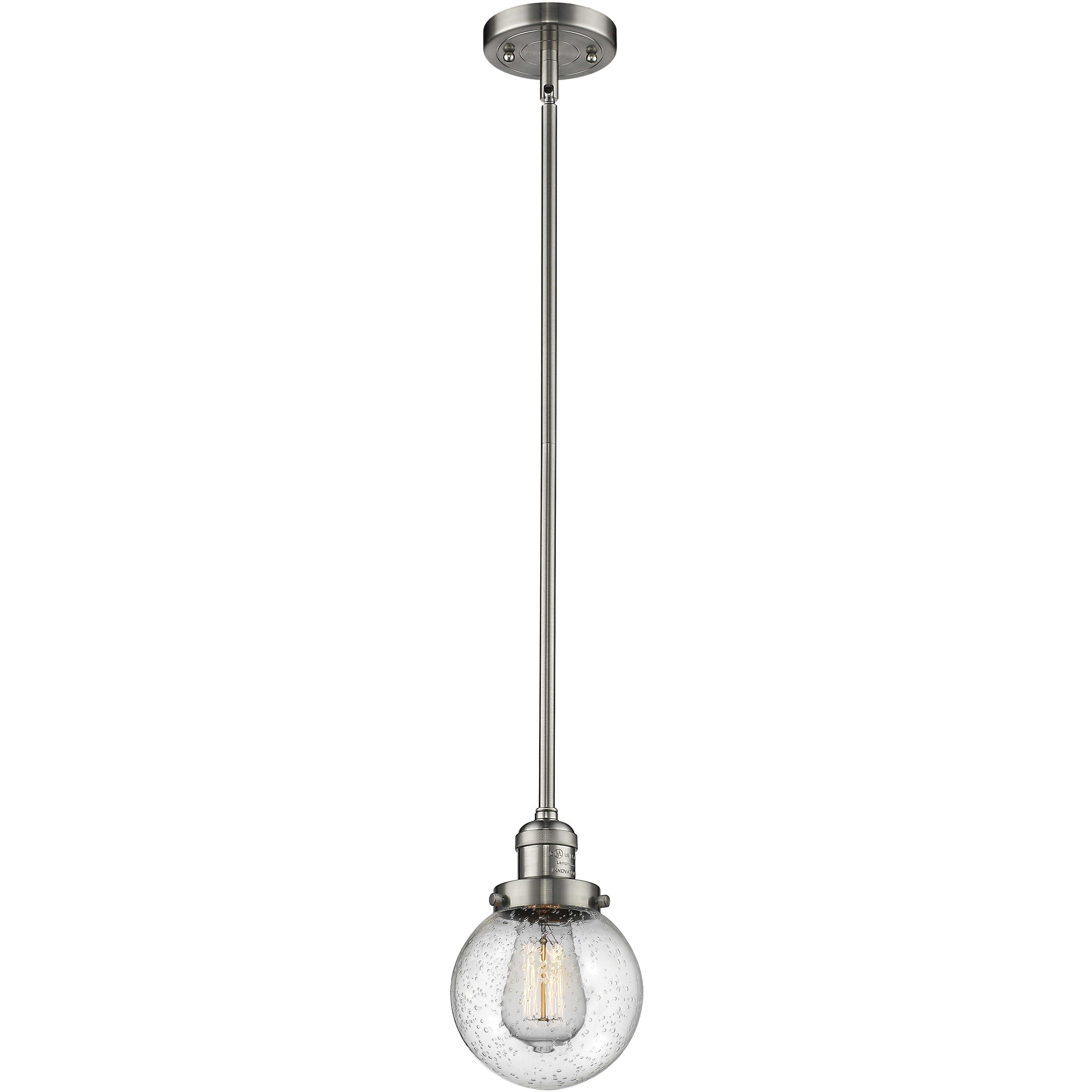 Franklin Restoration Beacon LED 6 inch Brushed Satin Nickel Mini Pendant Ceiling Light in Seedy, Franklin Restoration