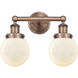 Beacon 2 Light 15.5 inch Antique Copper Bath Vanity Light Wall Light in Matte White