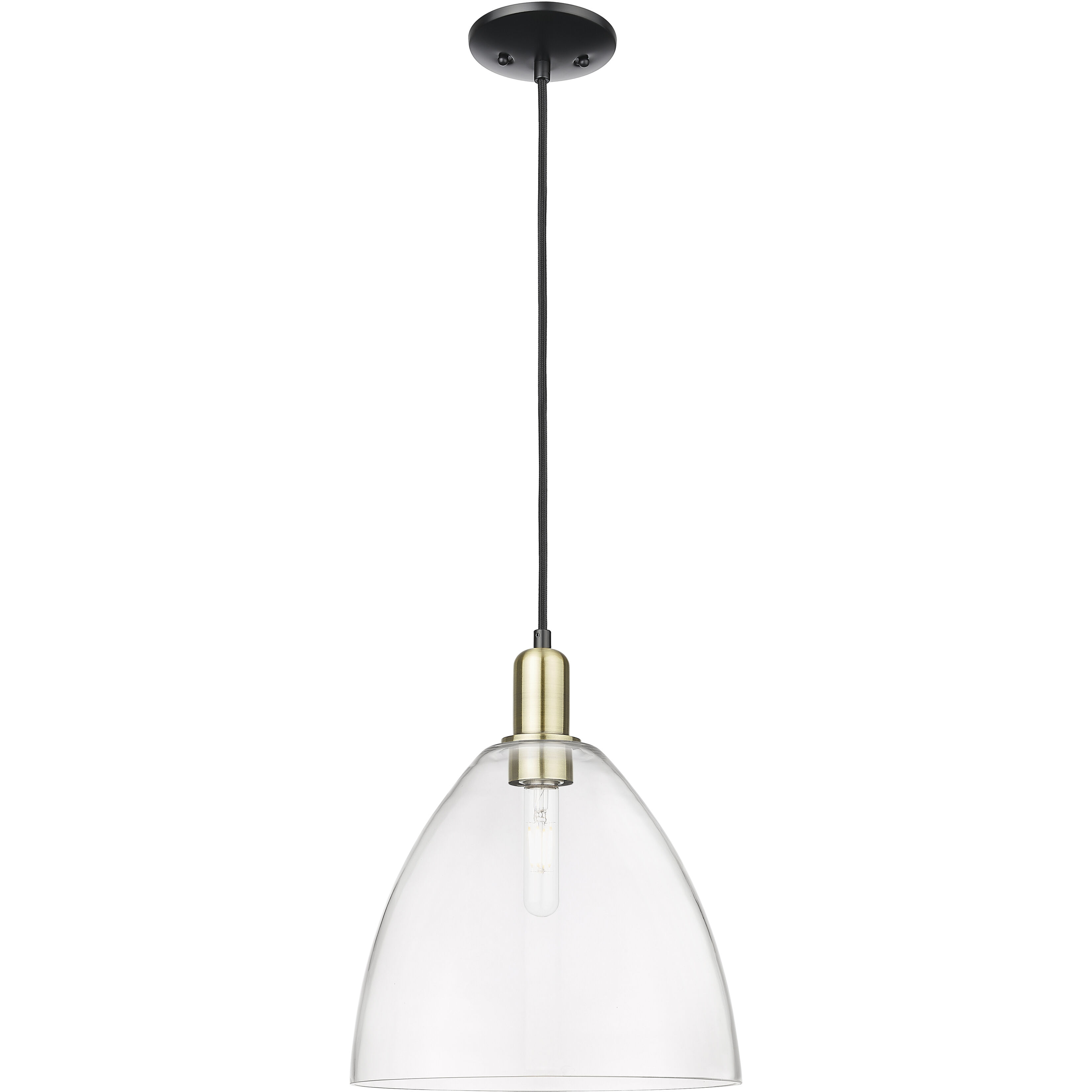 Arcadia Bristol 1 Light 12 inch Black Antique Brass Mini Pendant Ceiling Light in Clear