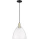 Arcadia Bristol 1 Light 12 inch Black Antique Brass Mini Pendant Ceiling Light in Clear