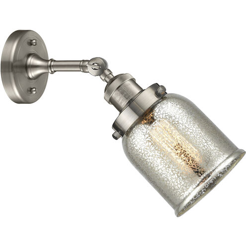 Franklin Restoration Small Bell LED 5 inch Brushed Satin Nickel Sconce Wall Light in Silver Plated Mercury Glass, Franklin Restoration