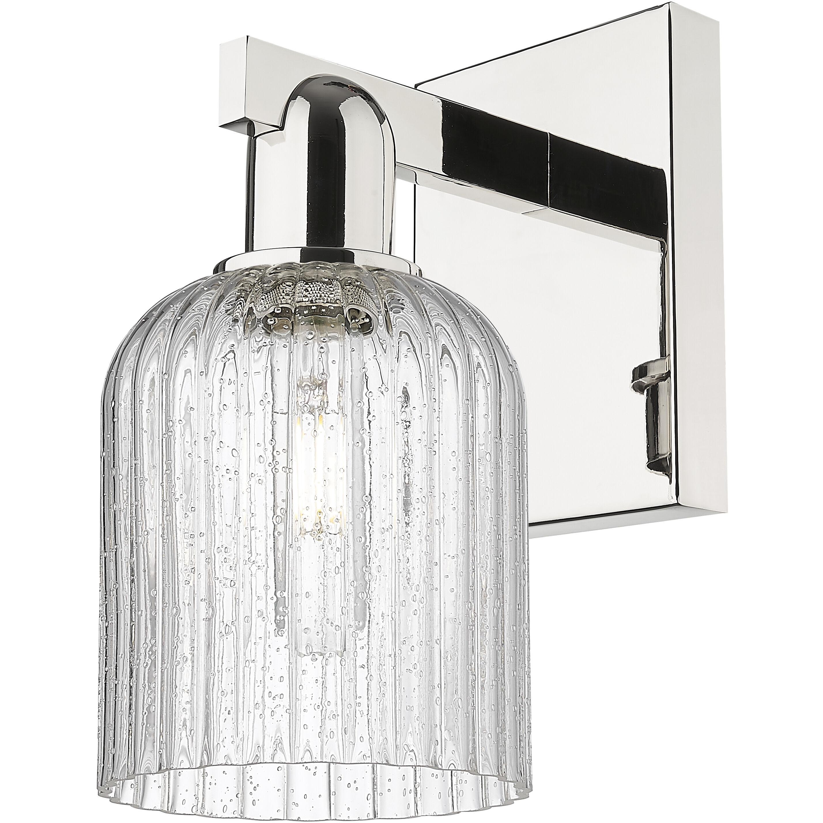 Bridal Veil Sconce Wall Light in Polished Nickel, Seedy Glass