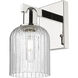 Bridal Veil Sconce Wall Light in Polished Nickel, Seedy Glass