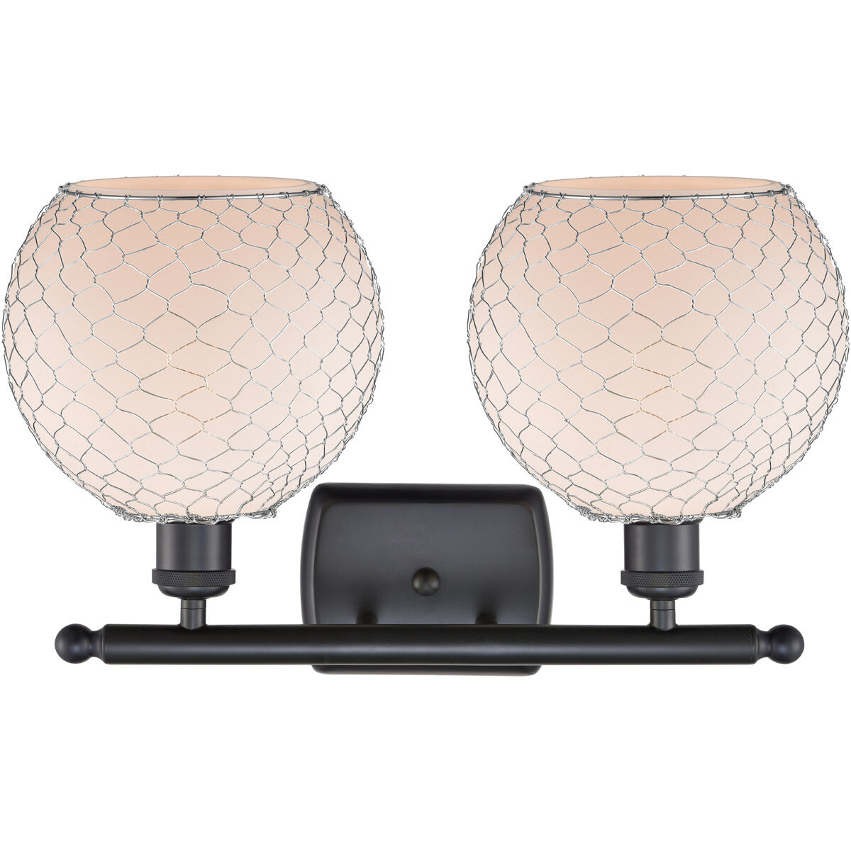 Ballston Farmhouse Chicken Wire 2 Light 16 inch Matte Black Bath Vanity Light Wall Light, Ballston