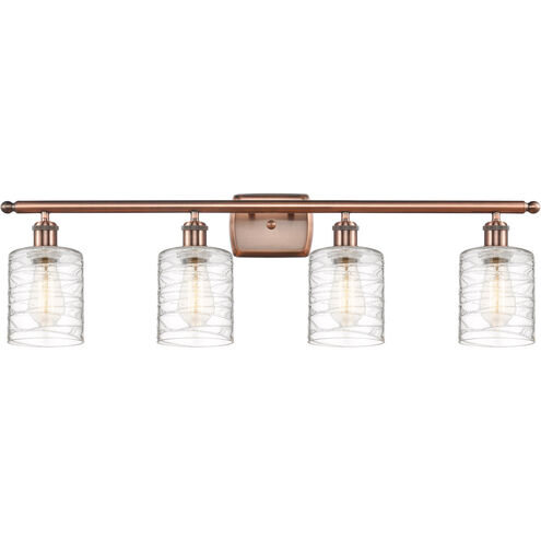 Ballston Cobbleskill LED 36 inch Antique Copper Bath Vanity Light Wall Light in Deco Swirl Glass