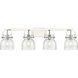 Pilaster II Bell 4 Light 36.5 inch Polished Nickel Bath Vanity Light Wall Light in Seedy Glass