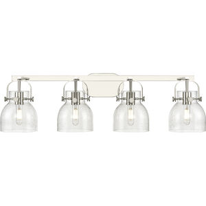 Pilaster II Bell 4 Light 36.5 inch Polished Nickel Bath Vanity Light Wall Light in Seedy Glass
