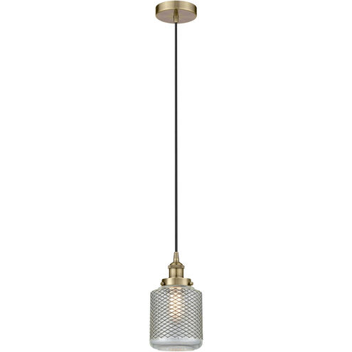 Edison Stanton 1 Light 6 inch Antique Brass Mini Pendant Ceiling Light