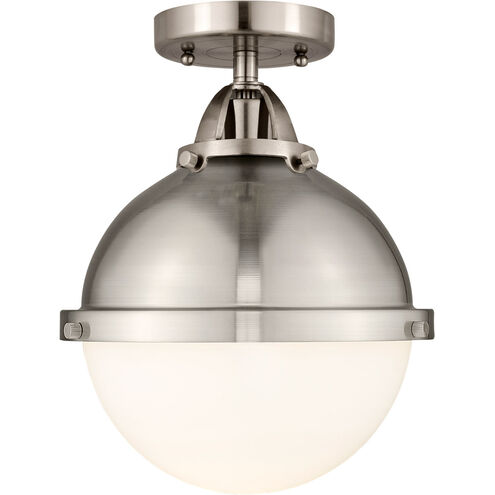 Nouveau 2 Hampden LED 9 inch Brushed Brass Semi-Flush Mount Ceiling Light in Seedy Glass