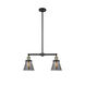 Franklin Restoration Small Cone 2 Light 21 inch Black Antique Brass Chandelier Ceiling Light in Plated Smoke Glass, Franklin Restoration