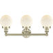 Beacon 3 Light 24.5 inch Antique Brass Bath Vanity Light Wall Light in Matte White