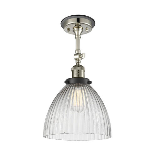 Franklin Restoration Seneca Falls 1 Light 9.5 inch Polished Nickel/Matte Black Semi-Flush Mount Ceiling Light